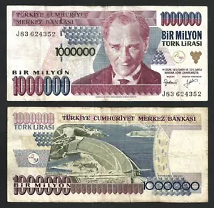 TURKEY 1000000 - 1 MILLION LIRA 2000, VF, P-213, Circulated - Picture 1 of 3