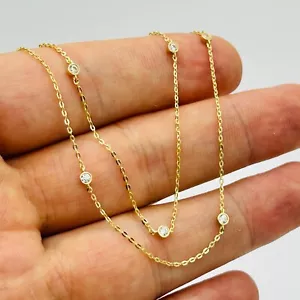 9ct Solid Gold Diamond Bead Double Chain Women Choker Necklace 17 inch New - Picture 1 of 4
