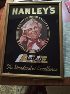 Hanley's Ale Beer 1930's Reverse Painted Glass Sign Advertising CONNOISSEUR - Picture 1 of 9