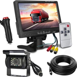 4-Pin 7" Backup Monitor + Rear View Camera Kit for Van Truck Trailer RVs Reverse - Picture 1 of 24