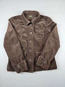 Eddie Bauer Jacket Women's Large Brown Corduroy Biker Button Front Ladies - Picture 1 of 18