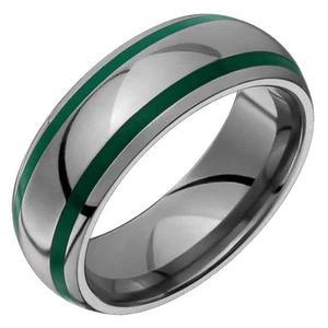Anillo de acrílico verde titanio con doble ranura incrustación banda de boda talla 4 a 14 - Imagen 1 de 1