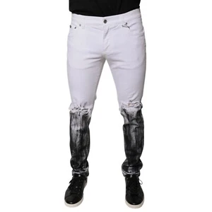 DOLCE & GABBANA Jeans Black White Logo Cotton Skinny Denim IT50/W36/L 1200usd - Picture 1 of 10