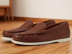 Mocassini veneziani Polo Ralph Lauren uomo Merton pelle marrone taglia 11D nuovi con scatola - Foto 1 di 3