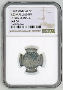 Senegal, Rufisque - 1920 Chambre De Commerce 5c Token in NGC MS 64 - Picture 1 of 1