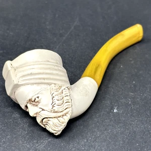 Turkish Style Hand Carved Smoking Pipe Bakelite Style Stem - Vintage - Picture 1 of 7