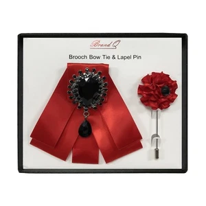NEW Red / Black Rhinestone Brooch BowTie & Lapel Pin in Gift Set Multi Colors - Picture 1 of 1