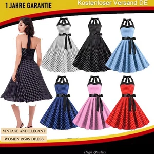 Damen Vintage 50er60er Rockabilly Midikleid Petticoat Partykleider Cocktail-DEU - Bild 1 von 19