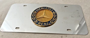 Vintage Mercedes Benz 3D Gold Emblem Chrome Metal Front Plate Cover EUC - Picture 1 of 5