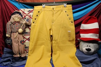 Liz Claiborne Womens Yellow Wide Leg Mid Rise Crop Jeans Size 16 pants 80's 90's - Image 1 of 4