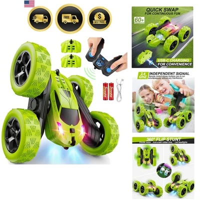 Remote Control Car for Kids Ages 6 7 8 9 10 11 12 Green RC Stunt Car 4WD - Image 1 of 4
