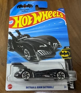 2024 Hot Wheels Batman Series Batman & Robin Batmobile Black 1/5 Long Card - Picture 1 of 3