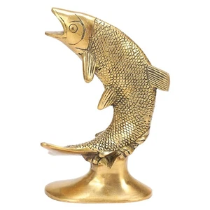 Reines Messing Tier Gold Fisch Skulptur Statue Handarbeit Deko Prunkstück - Bild 1 von 4
