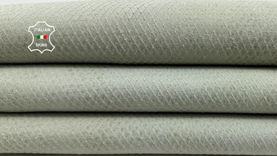 LIGHT GREEN VINTAGE LOOK SNAKE PRINT ON Lambskin Leather hide 8+sqf 1.0mm #C6691 - Image 1 of 4
