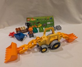 LEGO DUPLO 10811 "Backhoe Loader" Construction - Complete Set 19 Pcs