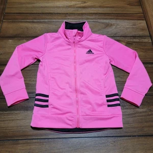 Adidas Girls LS Full Zip Athletic Neon Pink Jacket - Size 4 - Picture 1 of 5