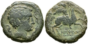 ILTIRTA (Lérida). As. (Ae. 12,33g/25mm). 200-20 a.C. (FAB-1465). Anv: Cabeza ma - Imagen 1 de 1