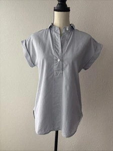 J Crew Shirt Women's Blue and White Striped Blouse Shirt Cap Sleeve Size 4 - Picture 1 of 8