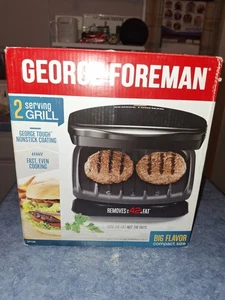 George Foreman Compact 2 Serving Nonstick Grill - GR10B Never Used!  - Picture 1 of 8