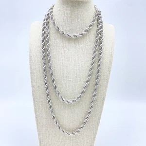 Collar Cadena Cuerda Tono Plata Firmado MONET De Colección Pieza Clásica Capas 1980 - Imagen 1 de 7