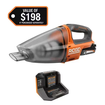RIGID 18V Cordless Hand Vacuum Kit with 2.0 Ah Battery and Charger - Image 1 of 4