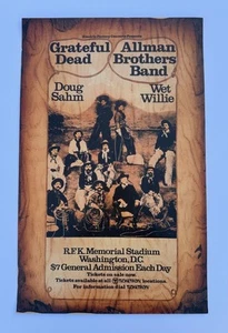 PÓSTER GRATEFUL DEAD ALLMAN BROTHERS FÁBRICA ELÉCTRICA ESTADIO RFK SEGUNDA IMPRESIÓN - Imagen 1 de 1