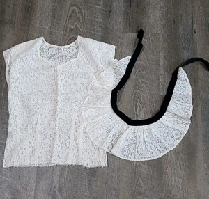 Vintage 1930s Womens Handmade Lace Topper With Matching Collar Accent - Picture 1 of 5