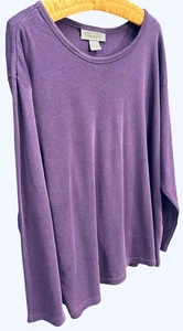 Lane Bryant Designs & Co 22/24 Purple Knit Long Sleeve Pullover Top Cotton Blend - Picture 1 of 10