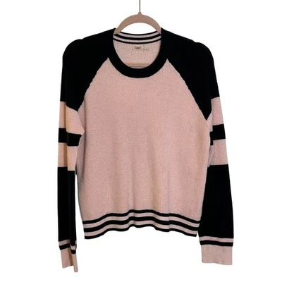 Faherty Organic Cotton Cashmere Waffle Knit Sweater Size M Navy Blue Pink Stripe - Image 1 of 4