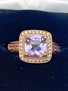 LeVian 14k Erdbeere Rotgold Amethyst rosa Saphir Diamant Ringgröße 5,5 - Bild 1 von 13