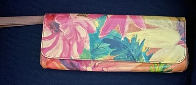 Vintage Painted Maurizio Taiuti Floral Purse Genuine Leather Clutch ITALY - Image 1 of 4
