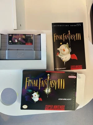 Final Fantasy 3 SNES Authentic Cartridge Tested Working - Replica Box and Manual - Image 1 of 4