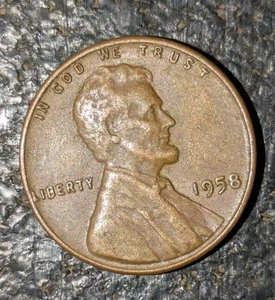 1958 1c Wheat Cent Brown Super Fine Struck Through Grease Filled Coin - Picture 1 of 14