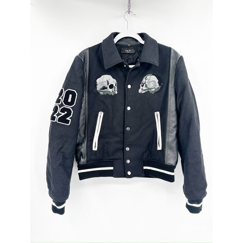 AMIRI Wes Lang Varsity Giacca Bomber Pelle Teschi Taglia 46 NO COLLETTO