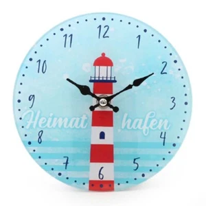 Wanduhr Heimathafen,Tischuhr, maritime Uhr mit Leuchtturm, Glas 17 cm - Bild 1 von 1