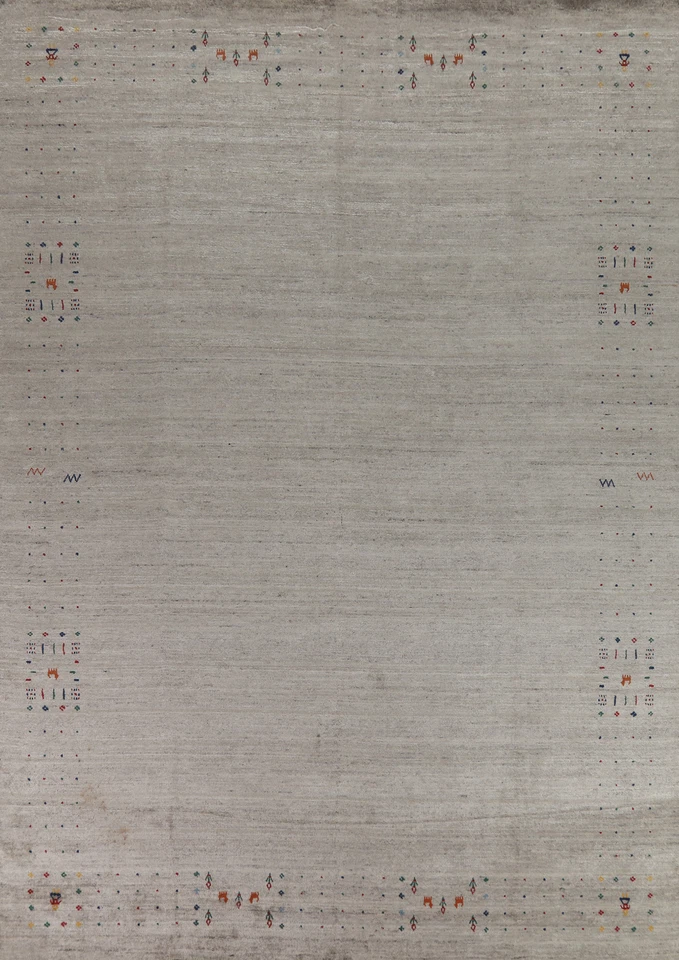 Beige Gabbeh Area Rug Hand-knotted Wool Rug 9x12 ft - Image 1 of 4
