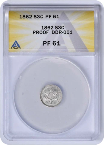 1862 Three Cent Silver DDR  001 PR61 ANACS Cover