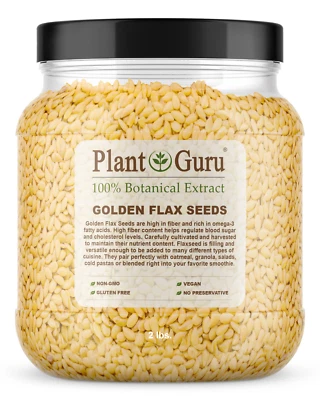 Semillas de lino dorado enteras 2 libras. Tarro a granel NO TRANSGÉNICO 100 % linaza pura linaza Foto 1 de 4