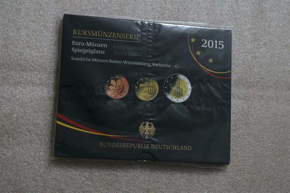 Germany 2015 G Proof-Like 1 Cent - €2 Euro 8 Coin Collection Set B46 - Image 1 of 2