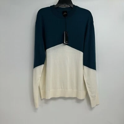 NWT Armani Exchange Wool Blend Pullover Sweater Men’s Size M Blue/White $110 - Image 1 of 4