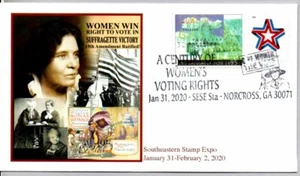 A CENTURY OF WOMENE'S VOTE, SOUTHEASTERN STAMP EXPO STAMP SHOW COVER 1/31/2020 - Picture 1 of 1