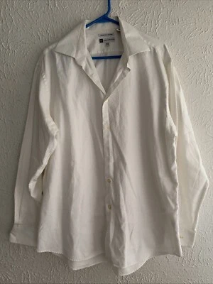 Bachrach Shirt Mens 34-35 White  Superfine 2-ply cotton Classic Button-Up 16 1/2 - Image 1 of 3