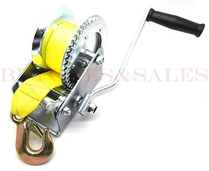 2000lb Hand Winch Hand Crank Strap Heavy Duty Winch ATV Jet Ski Trailer Boat NEW - Picture 1 of 2