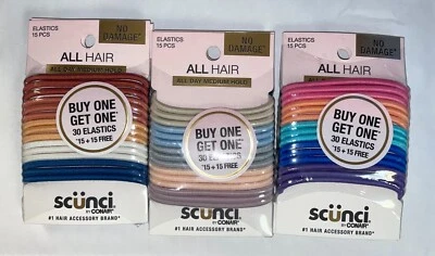Pack de 90 elásticos para cabello multicolor Scunci (3 paquetes de 30) Foto 1 de 2