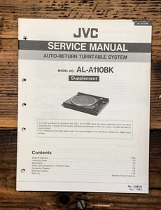 JVC AL-A110 BK Record Player / Turntable Supp. Service Manual *Original* - Picture 1 of 1