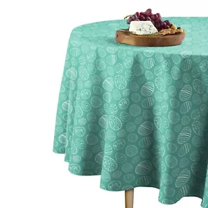 Tovaglia rotonda firmata uova di Pasqua disegnate a mano Teal misure assortite - Foto 1 di 1
