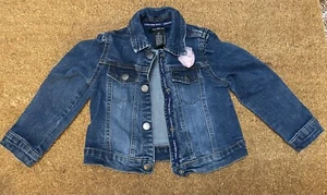 Calvin Klein Jeans Girls Denim Jacket Size 3T With Pink Rose - Picture 1 of 9