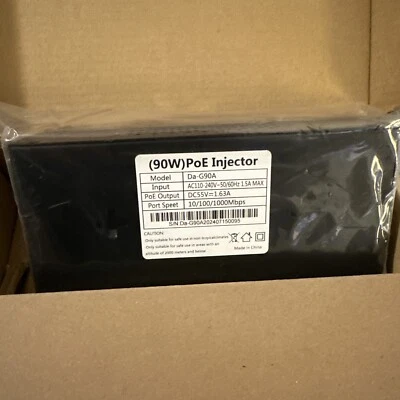 Gigabit PoE Injector 90W ethernet IEEE 802.3af/at/bt Up to 100M for CCTV Camera - Image 1 of 4