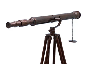 Telescopio náutico de latón hecho a mano de 39" con soporte para trípode de madera trípode de 60 pulgadas. - Imagen 1 de 3