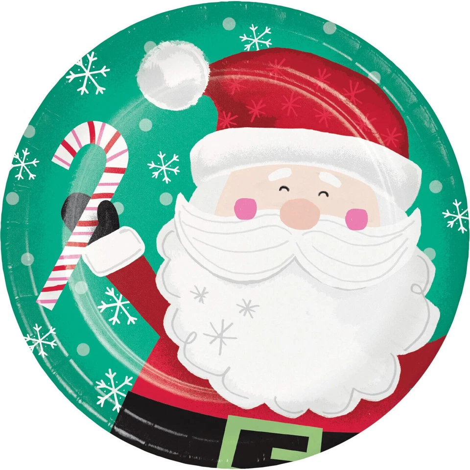 Jolly Characters Santa Christmas Paper 8 Ct 9" Dinner Lunch Plates - Image 1 of 1